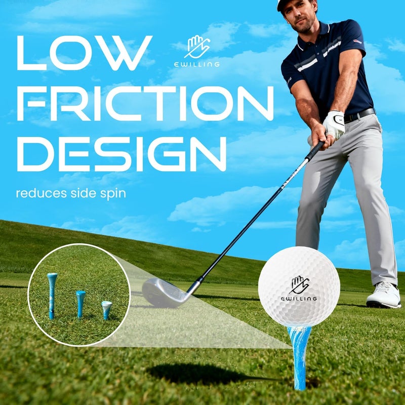 EWILLING Store Golf Tees Multiple Colors Mixed Size Package, 100pcs Professional Bamboo/Wood Golf Tees, Size 3-1/4", 2-3/4" & 1-1/2" Reduce Friction and Resistance - Image 3